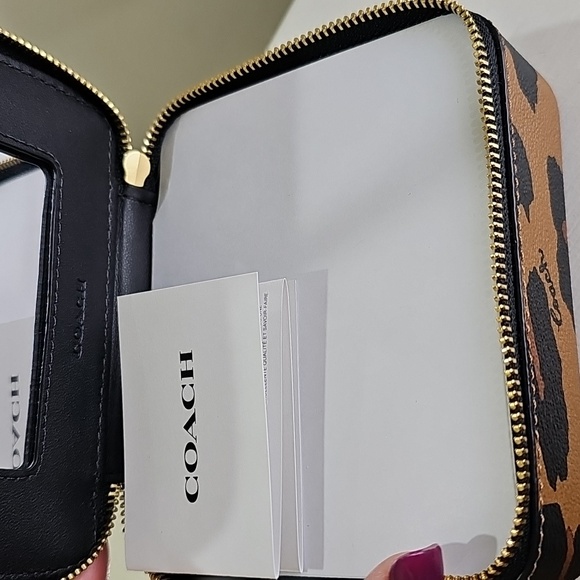 COACH C8081G NWOT Travel Jewelry Box Leopard Print in Light Saddle - Picture 10 of 11